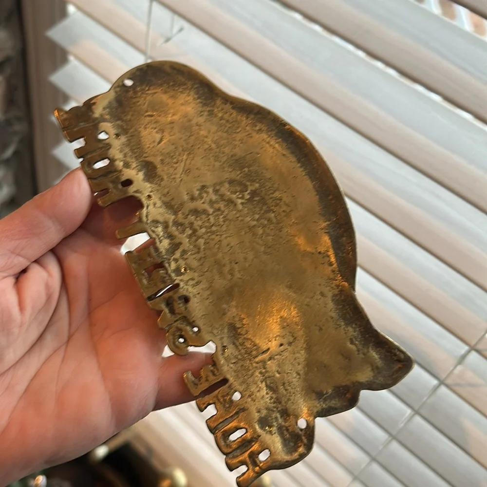 Vintage brass Cat Wall Decor with Hooks